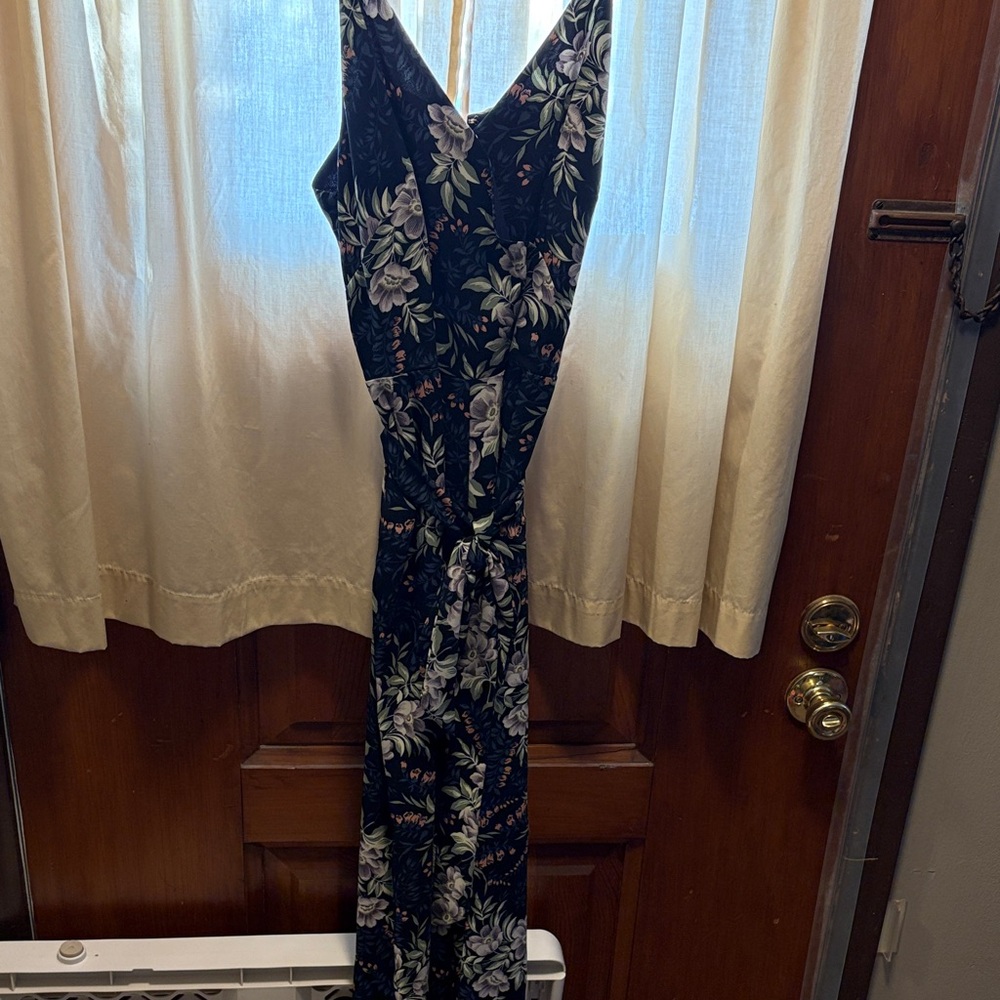 LOFT Black and Purple Floral Dress